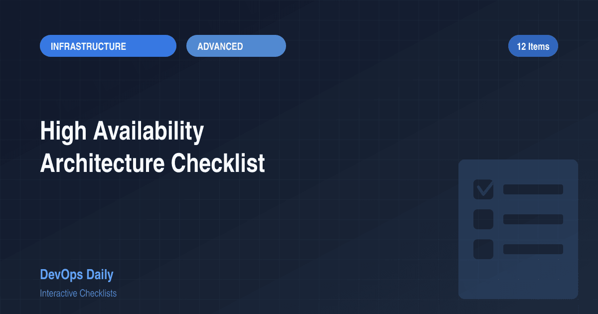 High Availability Architecture Checklist